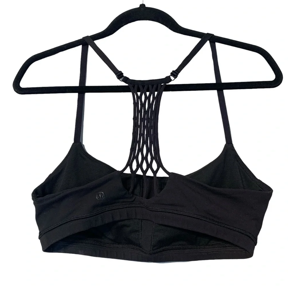 Lululemon True Self Bra II Black Strappy Back Yoga Sports Bra Size 10